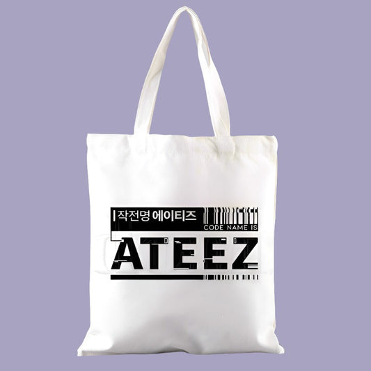 ATEEZ Merch Concert Canvas Tote Bag Barcode VAT included if applicable