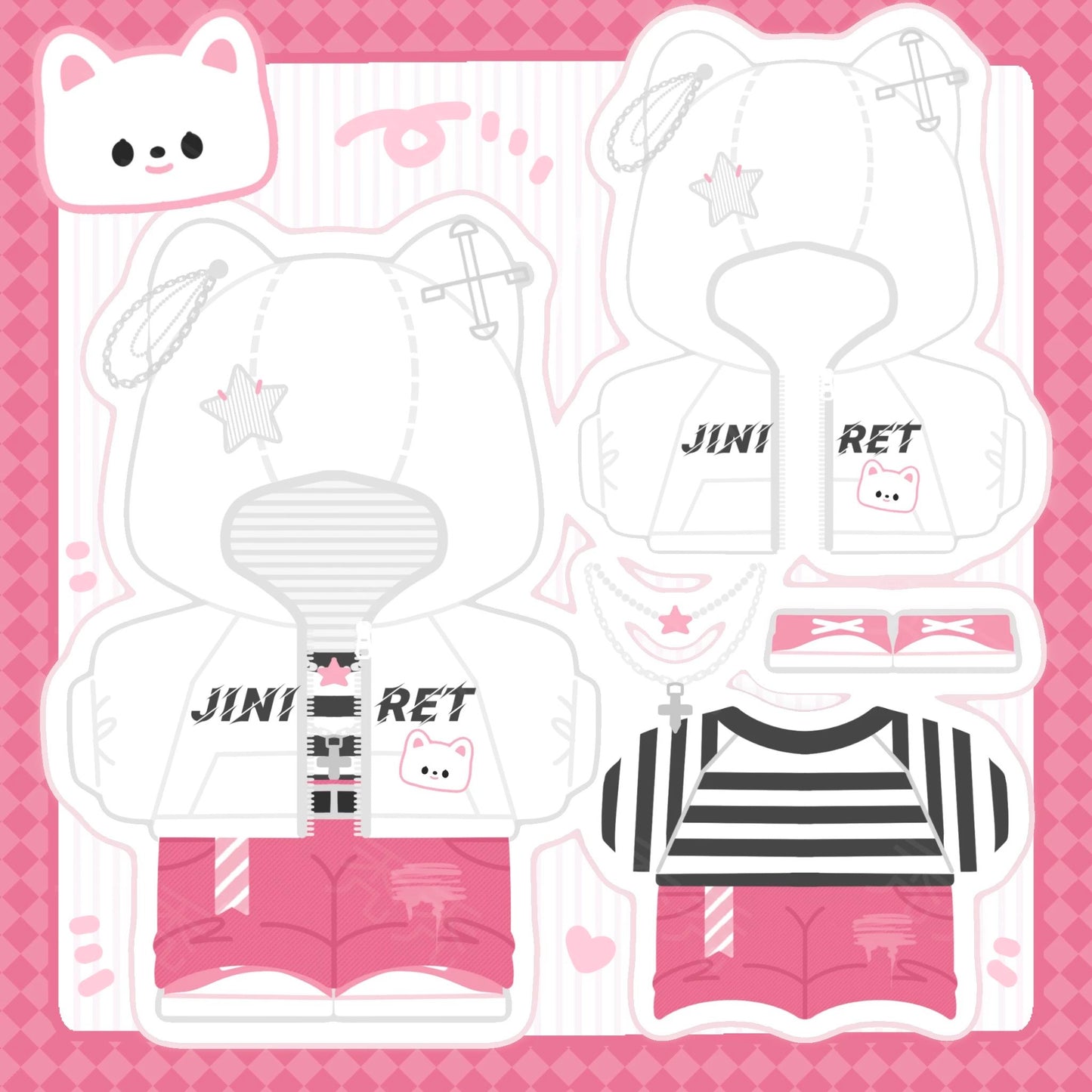 Stray Kids SKZ SKZOO Merch Hyunjin Jiniret Plush Clothes Set (15cm) VAT included if applicable